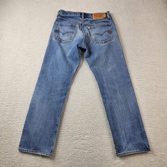 Vtg Levi's 501 Jeans Men's 32x32 Light Wash Button Fly Copper Rivets Batwing 90s - Picture 2 of 16